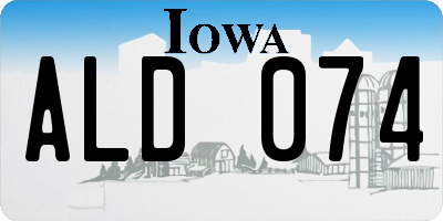 IA license plate ALD074