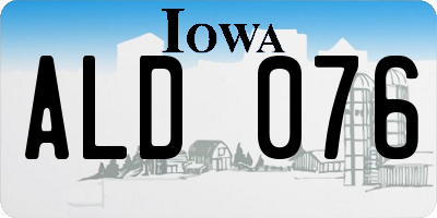 IA license plate ALD076