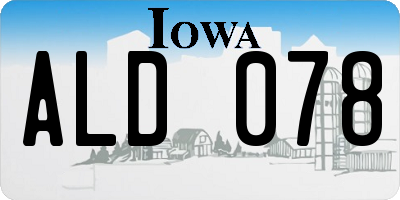 IA license plate ALD078