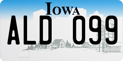 IA license plate ALD099