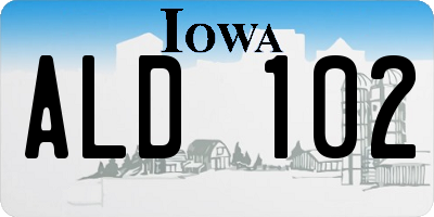 IA license plate ALD102