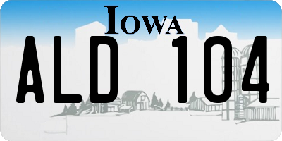 IA license plate ALD104