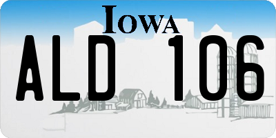 IA license plate ALD106