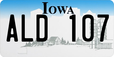 IA license plate ALD107