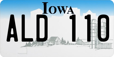 IA license plate ALD110