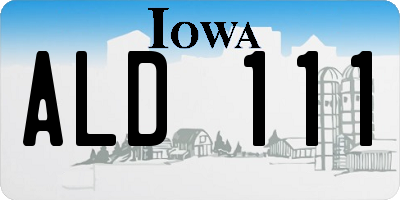 IA license plate ALD111