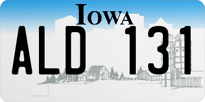 IA license plate ALD131