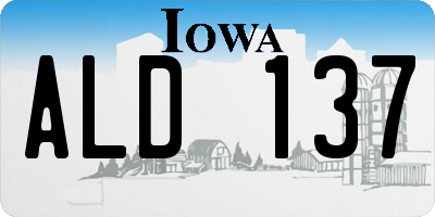 IA license plate ALD137