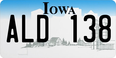 IA license plate ALD138