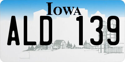 IA license plate ALD139