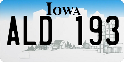 IA license plate ALD193