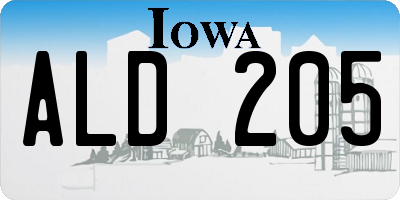 IA license plate ALD205