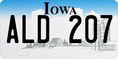IA license plate ALD207