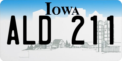 IA license plate ALD211