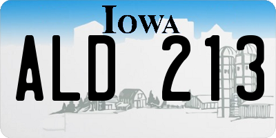 IA license plate ALD213