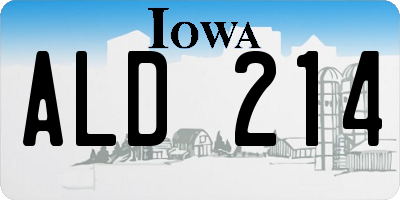 IA license plate ALD214