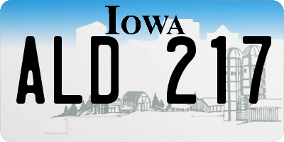 IA license plate ALD217