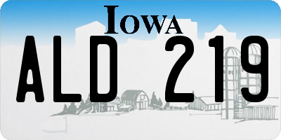 IA license plate ALD219