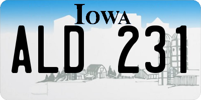 IA license plate ALD231