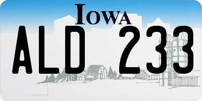 IA license plate ALD233