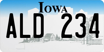 IA license plate ALD234