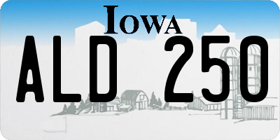 IA license plate ALD250