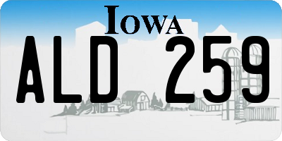 IA license plate ALD259