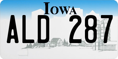 IA license plate ALD287