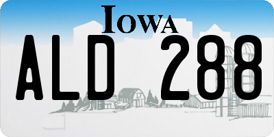 IA license plate ALD288