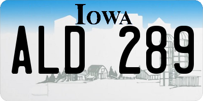 IA license plate ALD289