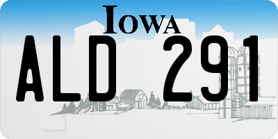 IA license plate ALD291