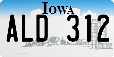 IA license plate ALD312