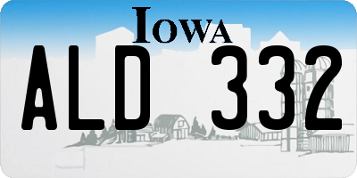 IA license plate ALD332