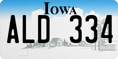 IA license plate ALD334