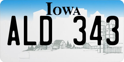 IA license plate ALD343