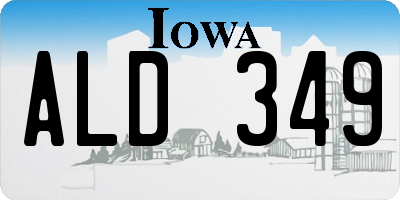 IA license plate ALD349