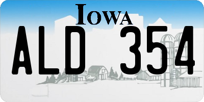 IA license plate ALD354