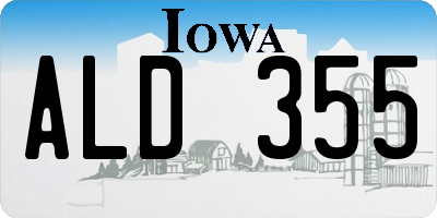 IA license plate ALD355