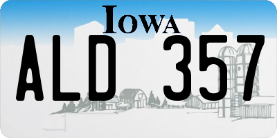 IA license plate ALD357
