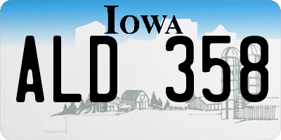 IA license plate ALD358