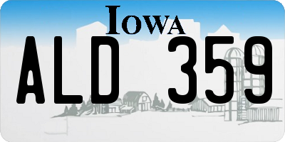 IA license plate ALD359
