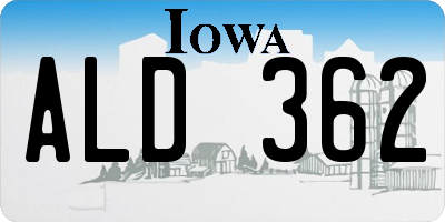 IA license plate ALD362