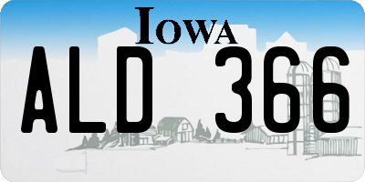 IA license plate ALD366