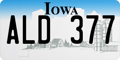 IA license plate ALD377