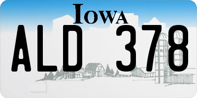 IA license plate ALD378