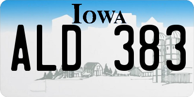 IA license plate ALD383