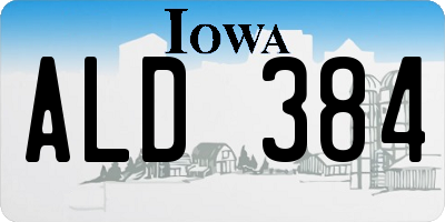 IA license plate ALD384