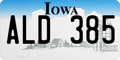 IA license plate ALD385