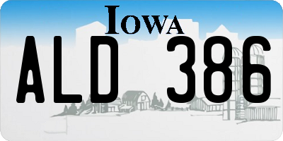 IA license plate ALD386
