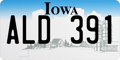 IA license plate ALD391